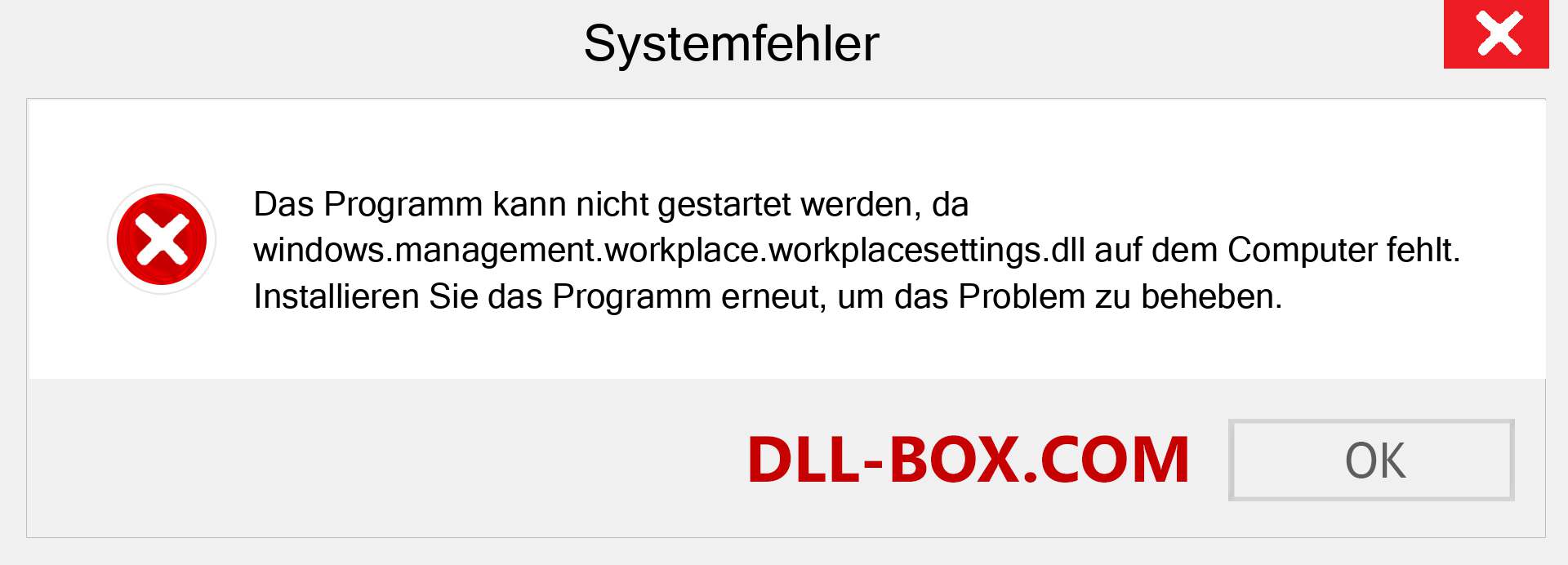 windows.management.workplace.workplacesettings.dll-Datei fehlt?. Download für Windows 7, 8, 10 - Fix windows.management.workplace.workplacesettings dll Missing Error unter Windows, Fotos, Bildern